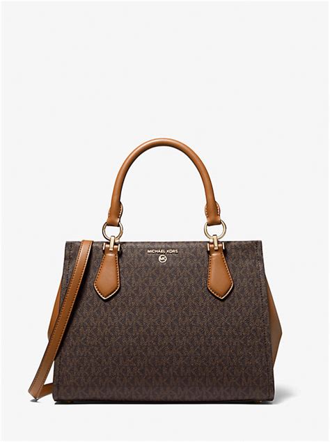 michael kors mira logo satchel|MICHAEL Michael Kors Marilyn Logo Medium Satchel .